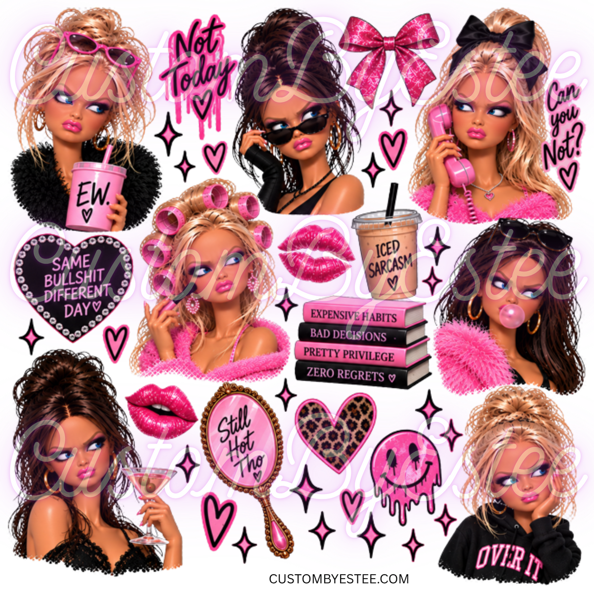 E. ELEMENT SHEET- Pink and Black Ugly Barbies