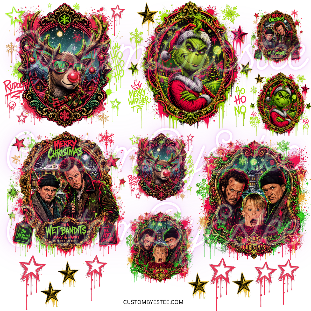 Q. ELEMENT SHEET- Grinch Home Alone Rudolph Graffiti Mash Up