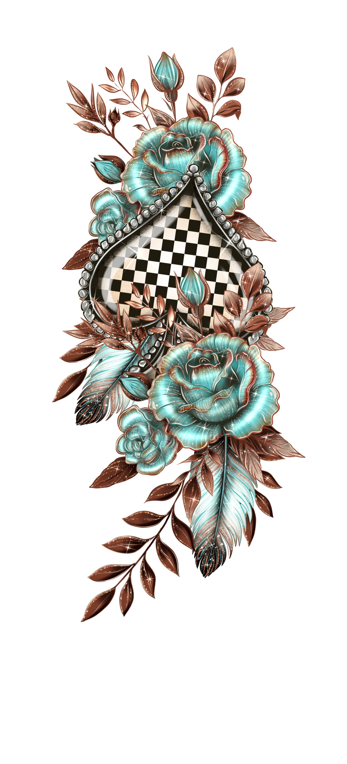 481. Feather Rose Spade Country Chic UVDTF