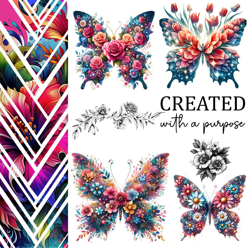 Floral Butterfly Element Sheet