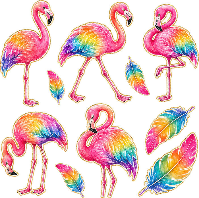 B8. ELEMENT SHEET- Rainbow Flamingo Feather