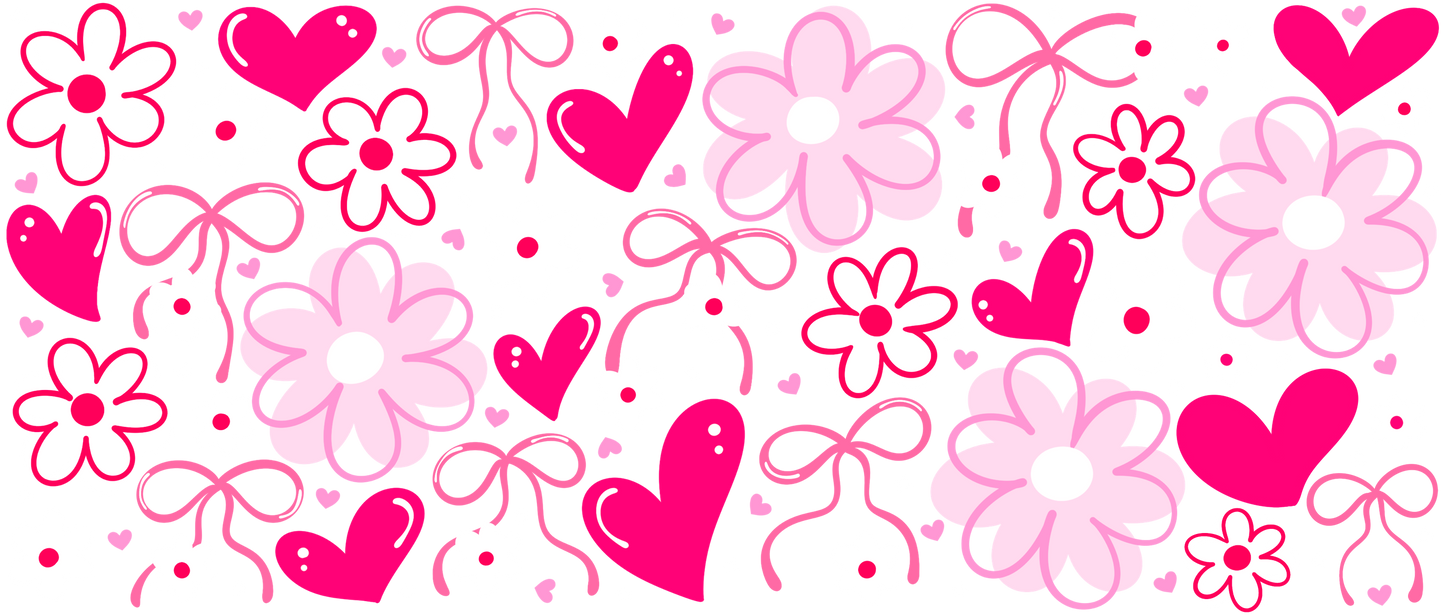 167. Doodle Hearts Flowers and Bows UVDTF