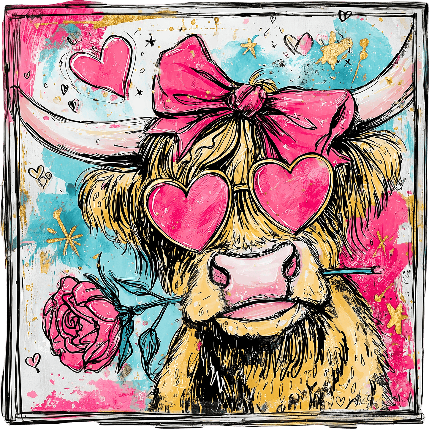 297. Cow Hearts Rose Decal