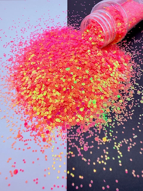Coral Coast- Coral Pink Chrome Chunky Glow Glitter 13-4