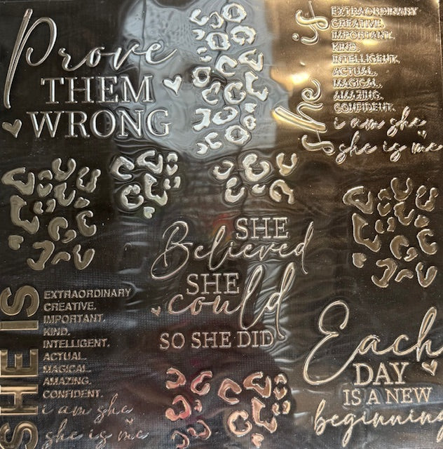 C1. ELEMENT SHEET- Metallic Silver Words of Affirmation