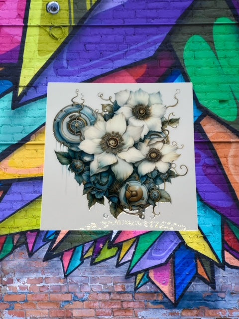 229. White Steampunk Floral