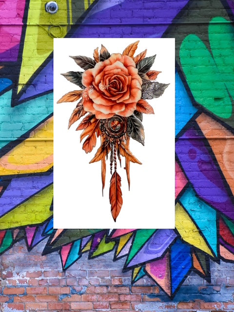 226. Boho Rose Long Decal