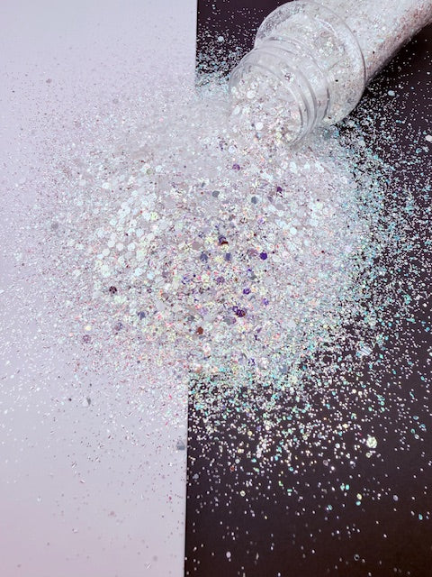 Diamond Bride- Color Shift Textured White Custom Mixed Chunky Glitter 4-4