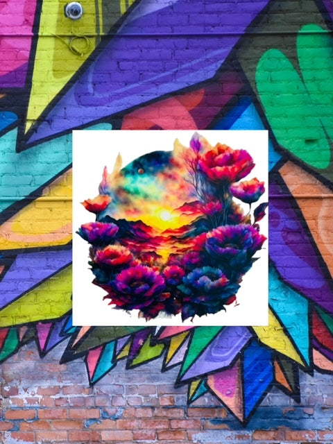 235. Summer Floral Sunset Decal
