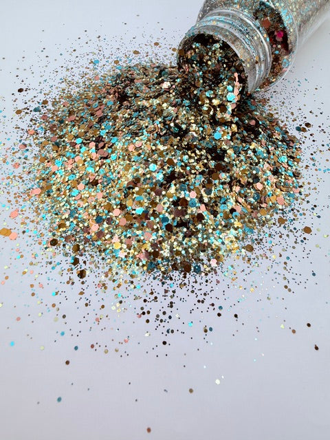 Coffee & Cowboys- Brown Gold Teal Rose Gold Chunky Custom Mixed Glitter