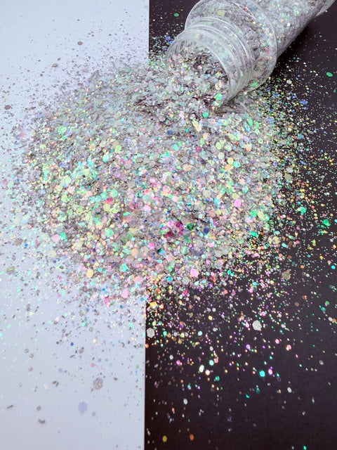 Moonstone Magic- Sparkle Grey Rainbow Custom Mixed Chunky Glitter 14-2