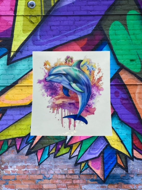 450. Watercolor Dolphin Decal