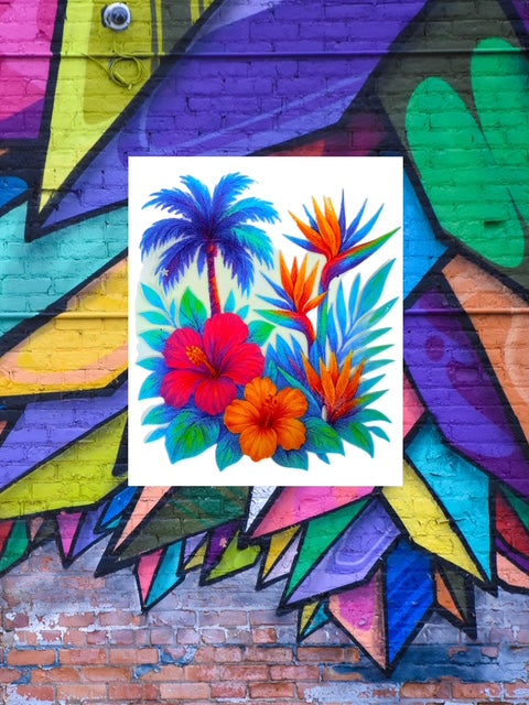 245. Tropical Bird of Paradise Floral Decal