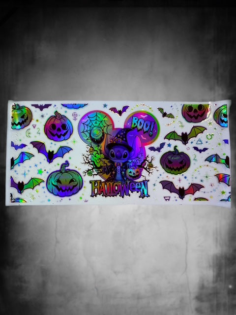 494. HOLOGRAPHIC Halloween Blue Alien Decal
