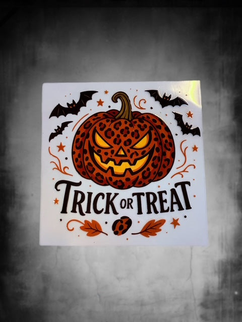 216. Trick Or Treat Leopard Pumpkin Decal