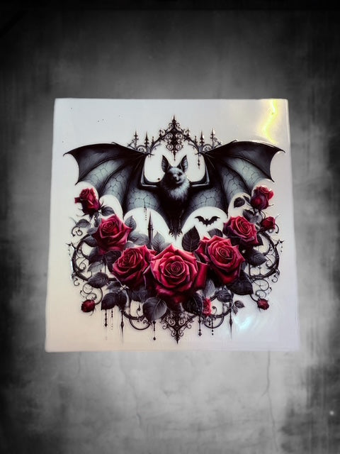 286. Red Roses and Bat Decal