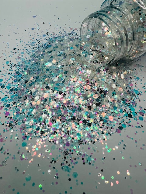 Betty White - Rainbow White Mirrored Mixed Glitter 5-8