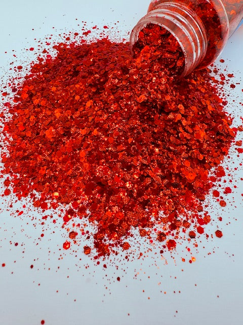 Blood Moon- High Flash Red Textured Custom Mixed Chunky Glitter 4-2
