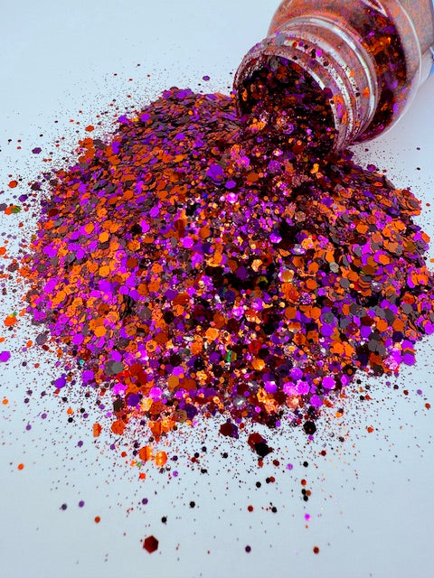 Lucky Rat Tail- Black Orange Purple Custom Mixed Chunky Glitter 4-2