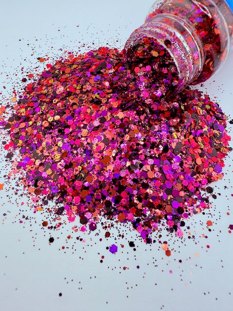 Vampire Kiss- Pink Purple Black Textured Custom Mixed Glitter 7-3