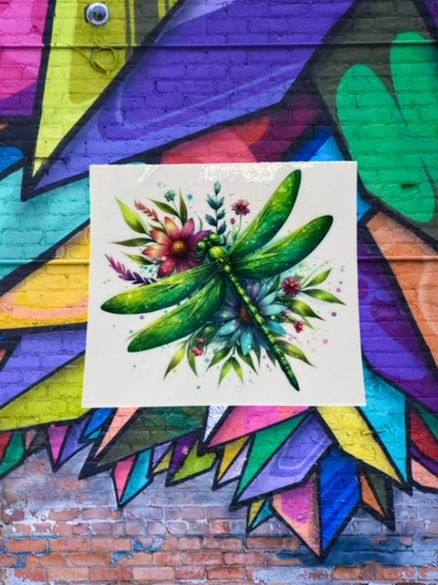 346. Dragonfly Floral Decal