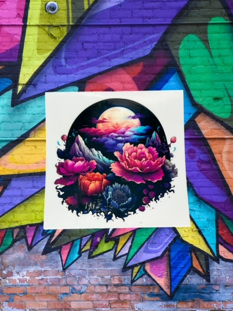 349. Midnight Floral Moon Decal