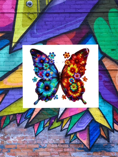 60. Vibrant Floral Butterfly Decal