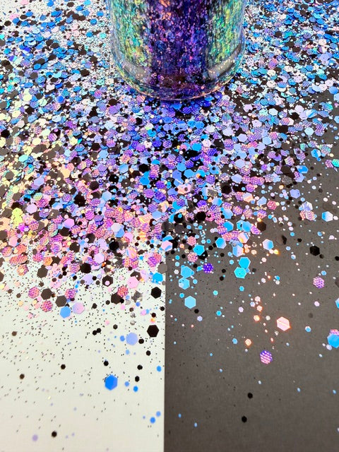 Cotton Candy Cobwebs- Black Pink Purple Blue Color Shift Textured Chunky Custom Mixed Glitter