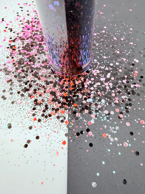 Never a Phase- Black and Pink Glow Custom Mixed Chunky Glitter 6-10