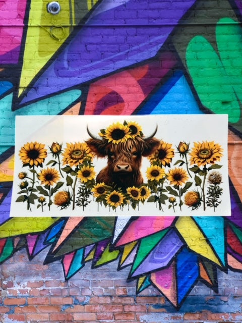 387. Sunflower Cow UVDTF