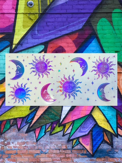 271. HOLOGRAPHIC Moon Stars Sun UVDTF