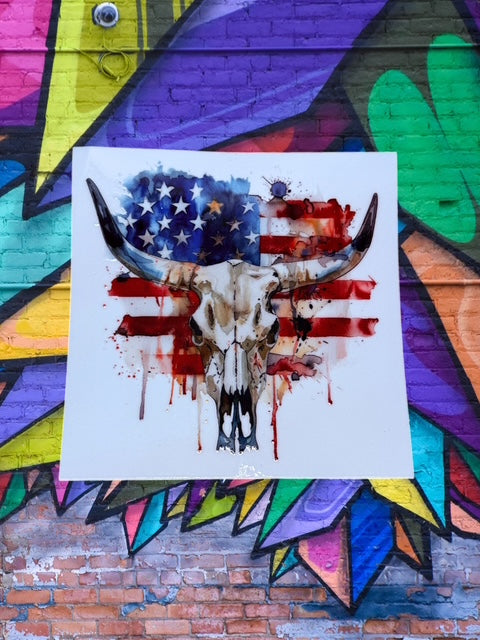 121. American Bull Skull Decal