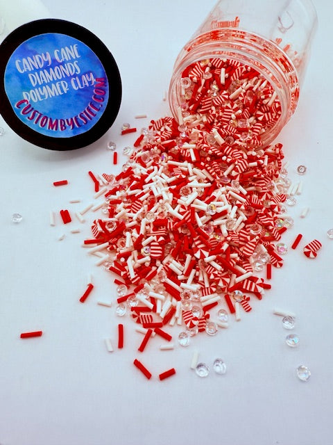 9. Candy Cane Diamonds- Polymer Clay Pieces 11-9