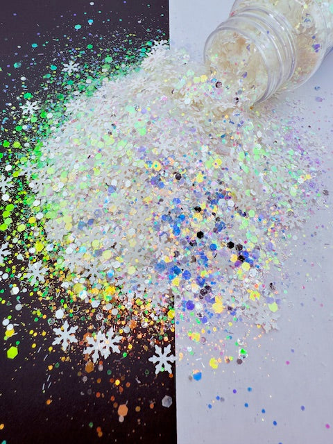 White Christmas- White Opal Snowflake Chunky Mixed Glitter 11-1