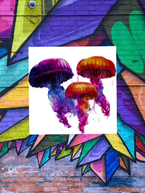 417. Neon Jellyfish Trio Decal