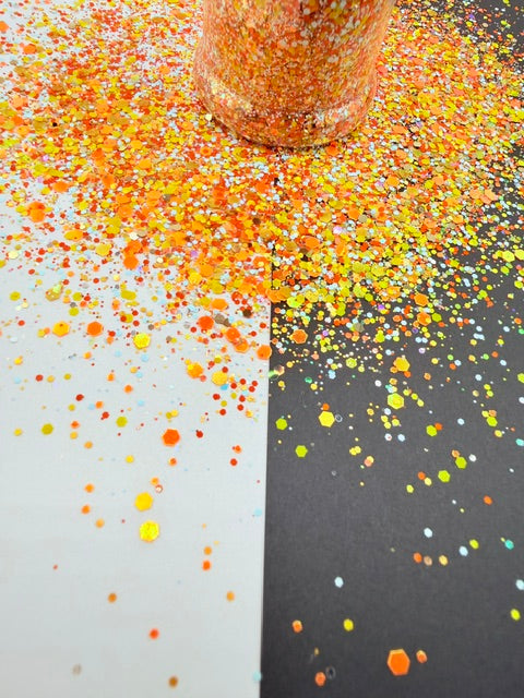 EXCLUSIVE MIX I- Orange Yellow Blue Gold GLOW Fall Chunky Mixed Glitter