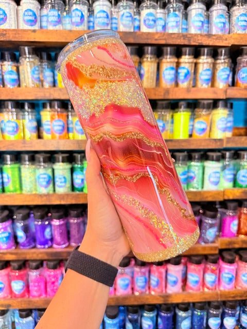 30OZ SKINNY PINK GOLD GEODE RTS