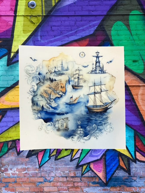 182. Boat Map Decal
