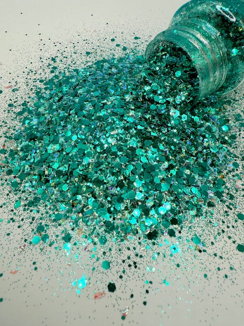 Arabian Princess - Teal Chunky Mixed with Color Shift Crushed Glass Glitter 5-3
