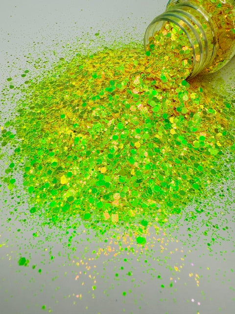 Lemon Drop 2- Color Shift Yellow Green Chunky Mixed Glitter 3-10