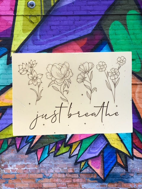 91. Just Breathe Floral Decal