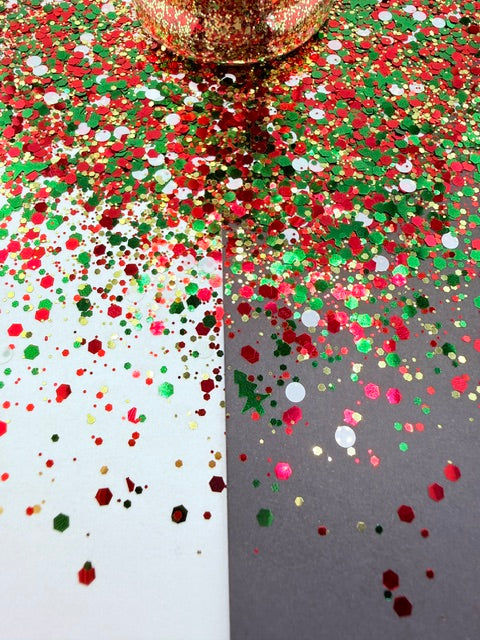 Christmas Movie- Classic Red White Green Red Chunky Mixed Glitter
