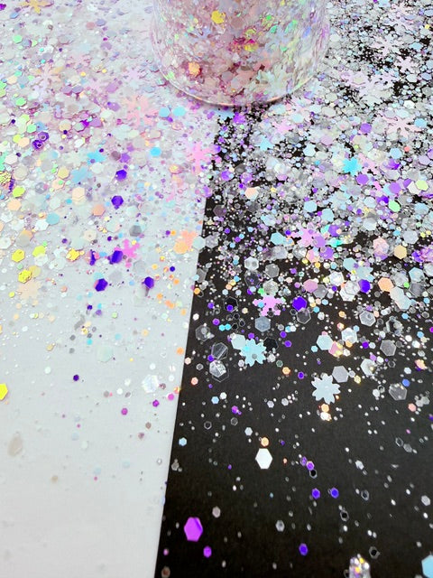 Purple December- Luxe Purple White Chunky Snowflake Mixed Glitter