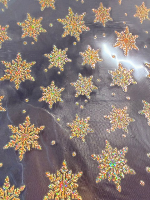 D42. ELEMENT SHEET- Gold Sparkle HOLOGRAPHIC Snowflakes