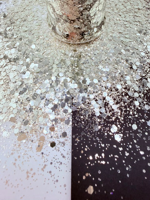 Diamond Drip 2- Silver White Luxe Chunky Mixed Glitter