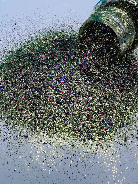 Secret Garden- Green Purple Black Mixed Glitter 4-8
