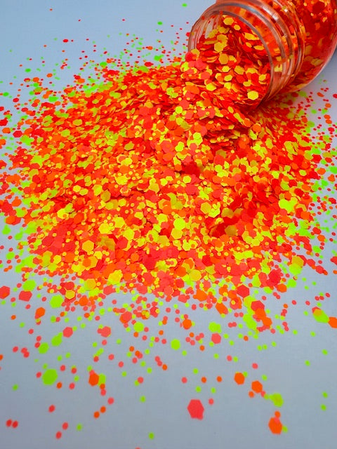 Summer Sunset - Yellow Pink Coral Matte Chunky Mixed Glitter 8-1