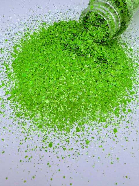 Lime Time- Holographic Lime Green Chunky Mixed Glitter 8-9