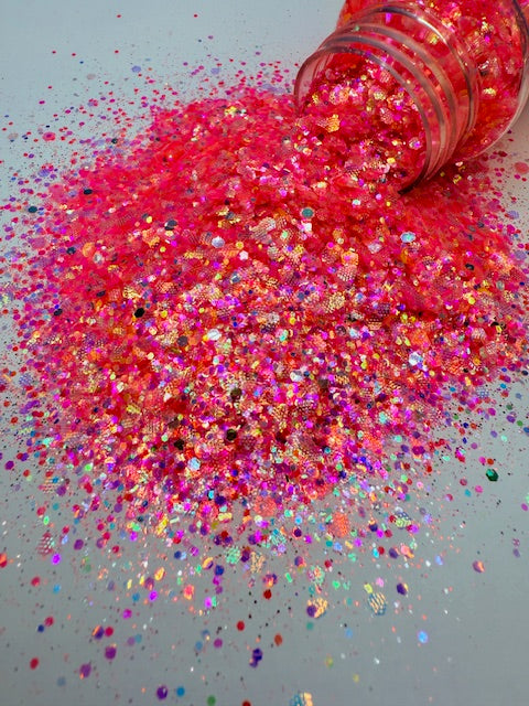 Prickly Pink - Pink Iridescent Textured Chunky Mixed Glitter 8-2