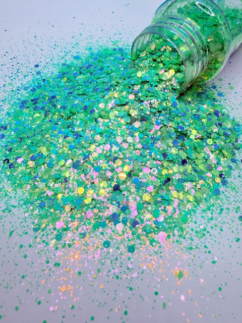 Tropic Like It's Hot - Green Color Shift Custom Mixed Chunky Glitter 9-3